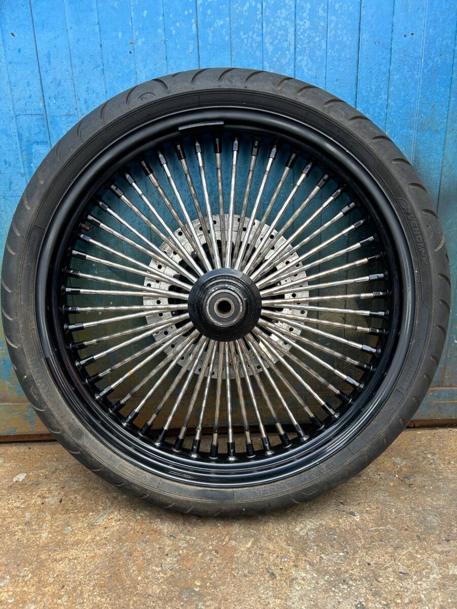 中古部品 ハーレー Harley Davidson ファットスポークホイール 21インチ ブラック ホイール 中古 拍卖
