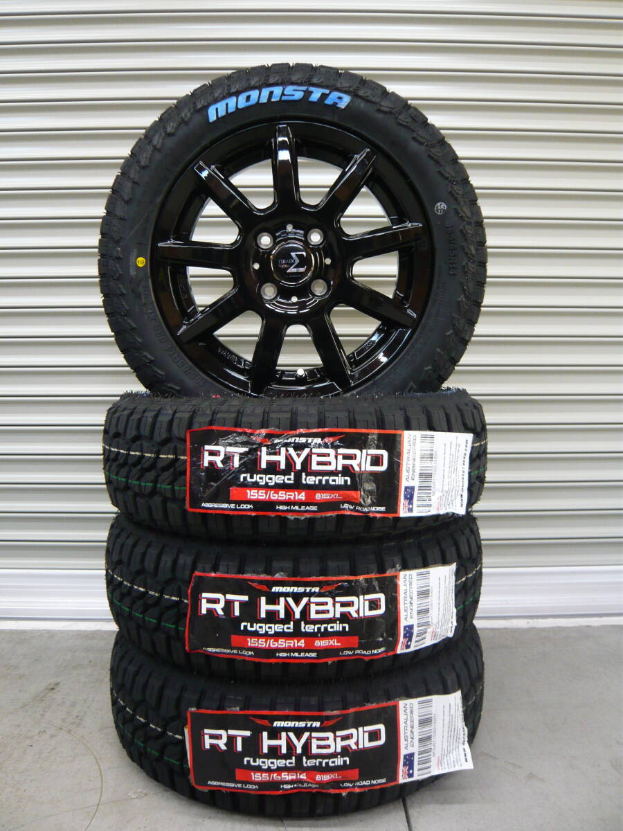 モンスタRTハイブリッド☆155/65R14☆アゲバンアゲトラハイゼットキャリーサンバーNバンアトレーデリカミニスペーシアギアウェイクバモス拍卖