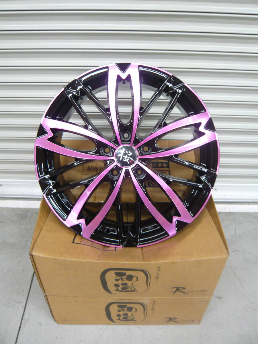 和道☆桜☆5分咲き☆18×7J+48☆114.3/5H☆4本セット☆エスクァイアCH-RノアVOXYセレナステップワゴンカローラクロスヤリスクロス拍卖