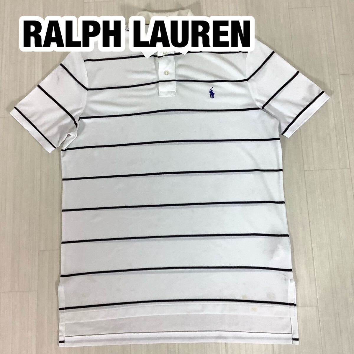POLO RALPH LAUREN 半袖ポロシャツ ボーダー ホワイト×ブラック 刺繍ポニー拍卖