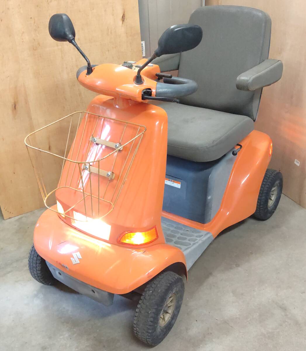 送5000~ SUZUKI ET4D セニアカー オレンジ 2~6km 4輪 電動 カート シニアカー 中古 スズキ 四輪 動作確認済/動画有 直接引取 栃木/福島発拍卖