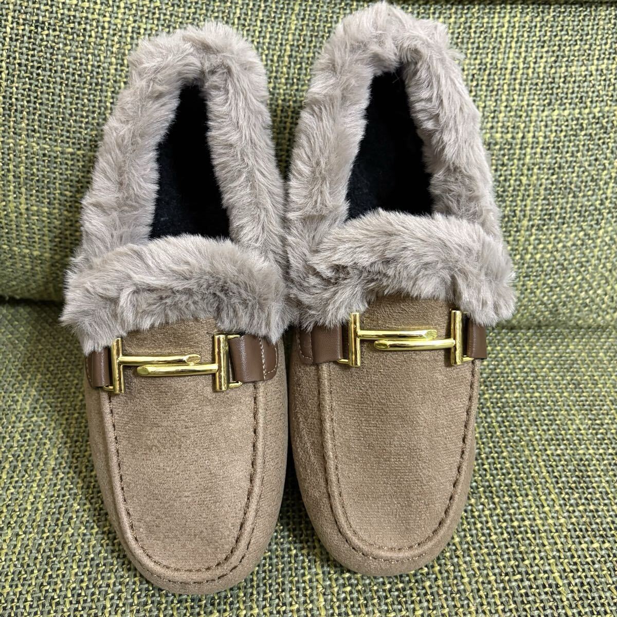 ブーツ モカシン ファーブーツ ボア フラット 秋冬 裏起毛 靴 シューズ フェイクファー もこもこ ブラウン 暖かい スエード調拍卖