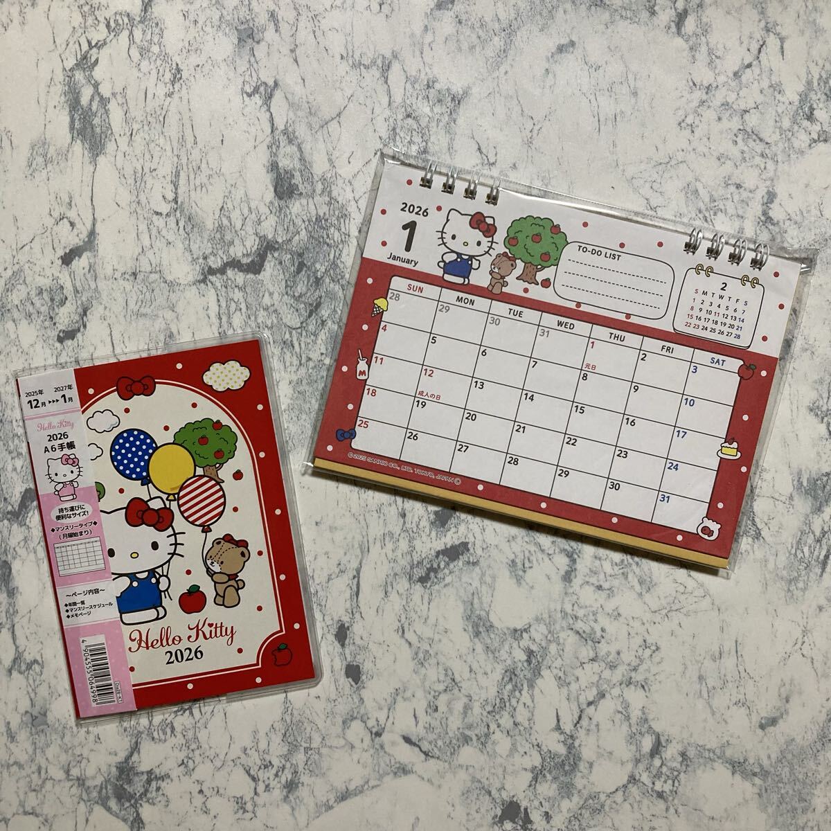 新品未使用 Hello Kitty ハローキティ 2026 手帳&卓上リングカレンダー 2点セット A6ダイアリー スケジュール帳 サンリオ キティちゃん拍卖