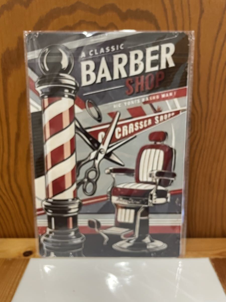新作☆理容・barber ブリキ看板 d拍卖