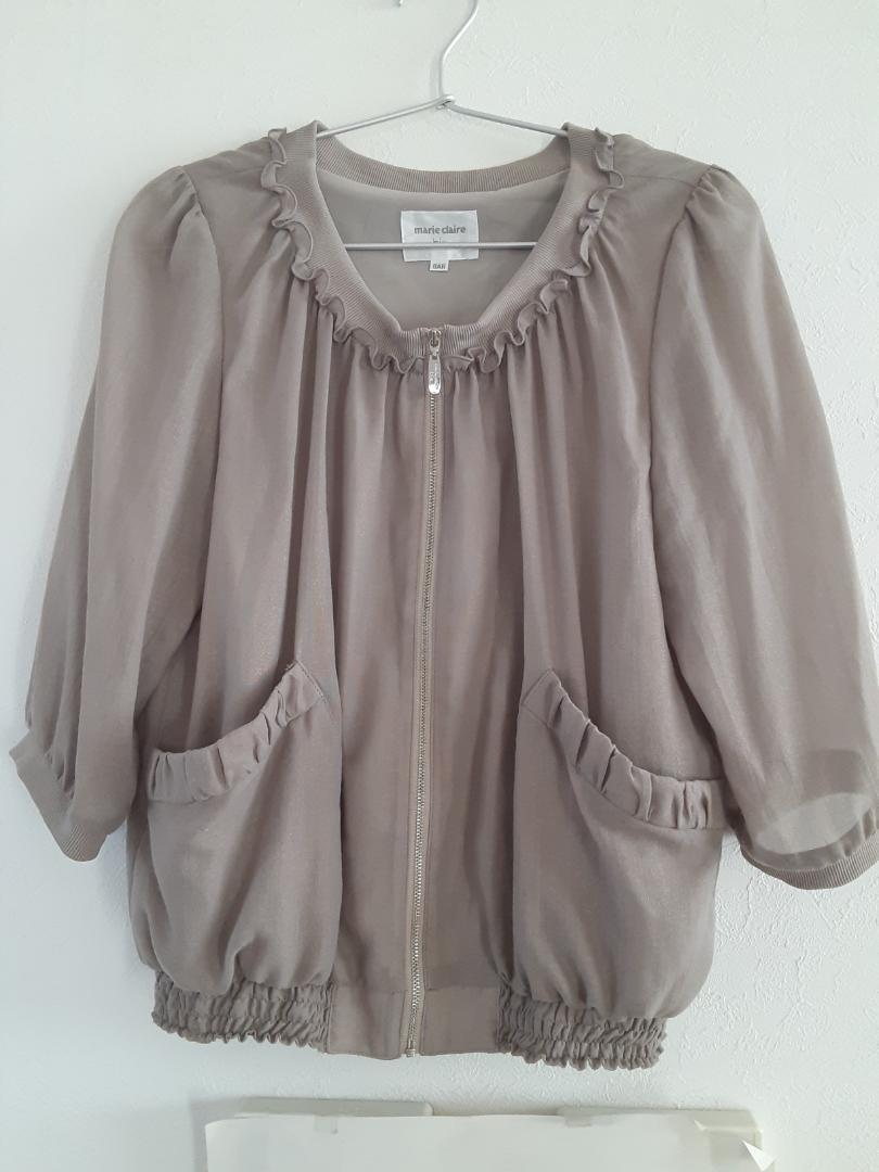 美品★marie claire bis★ ラメ入り襟フリル可愛いジャケット★9号拍卖