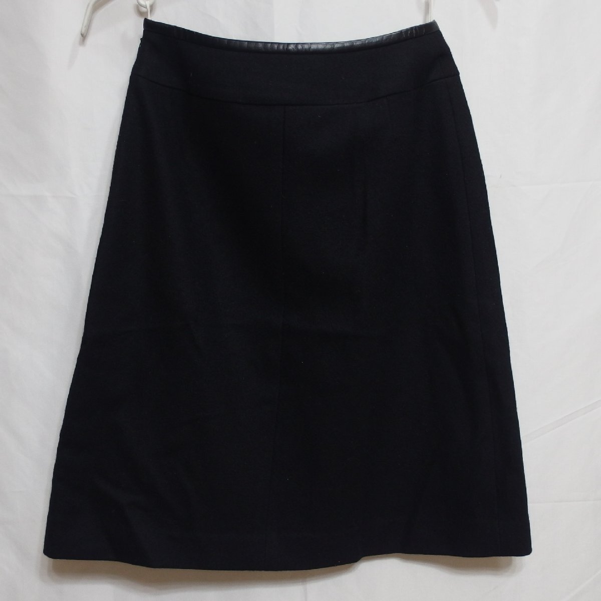 Courreges◆クレージュ ウール製 後ろポケット付き ひざ丈スカート(ブラック)サイズ36◆USED H拍卖
