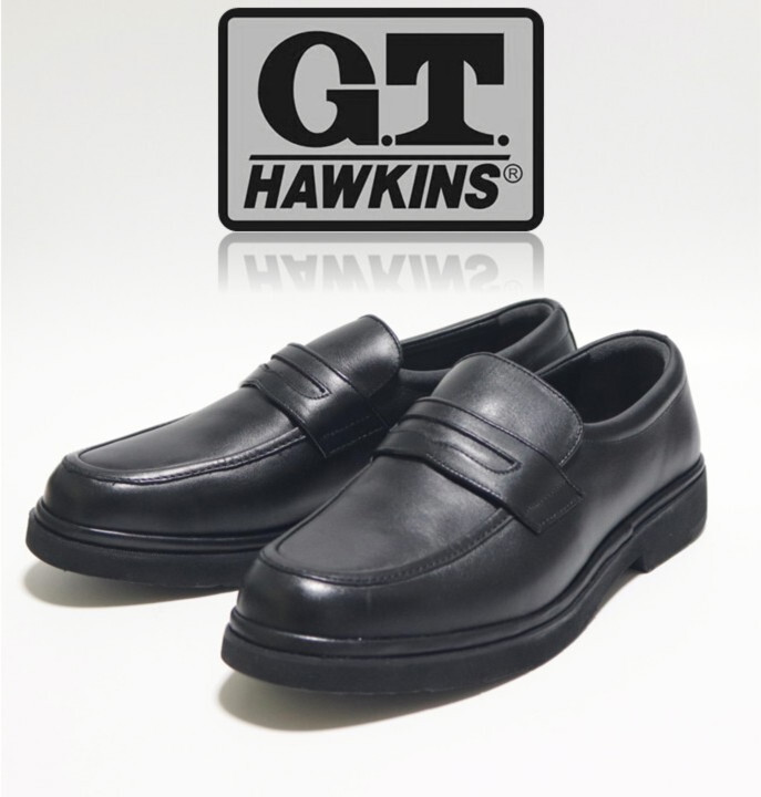 新品【G.T Hawkins AR LIGHT SUPER 】軽量 レザーローファー ビジネス 黒 28cm ワイズ3E v7540拍卖