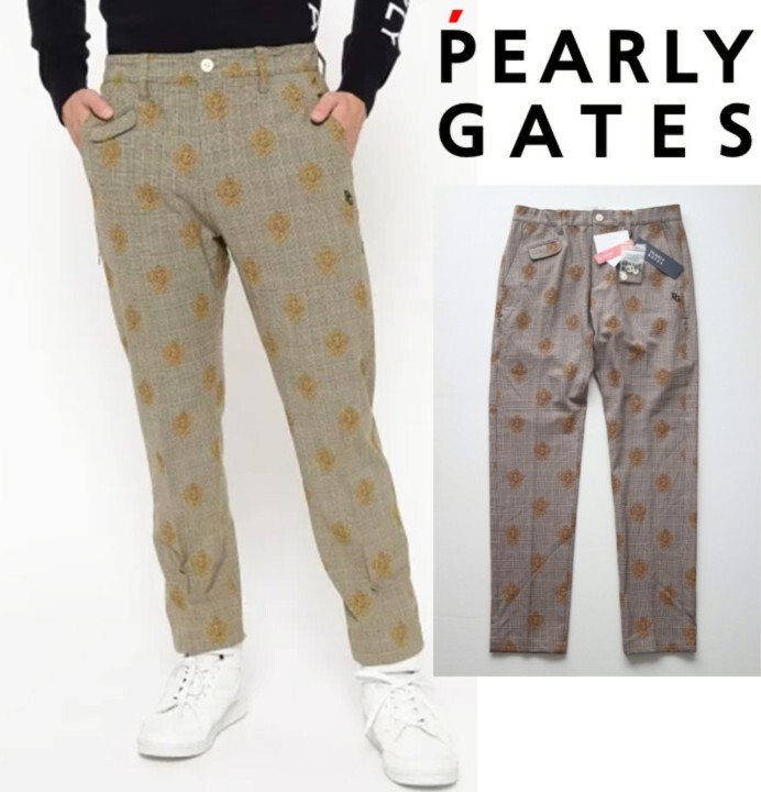 33,000円新品タグ付き【PEARLY GATES パーリーゲイツ】ストレッチ エンブレムチェック柄 ロングパンツ 5(L) v7549拍卖