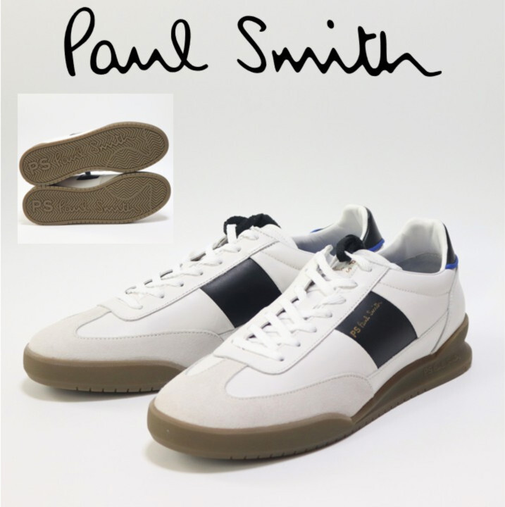 38,500円新品箱付き【ポールスミス】Dover レザースニーカー 白 UK 9(27.5cm) 替え紐付き v7588拍卖