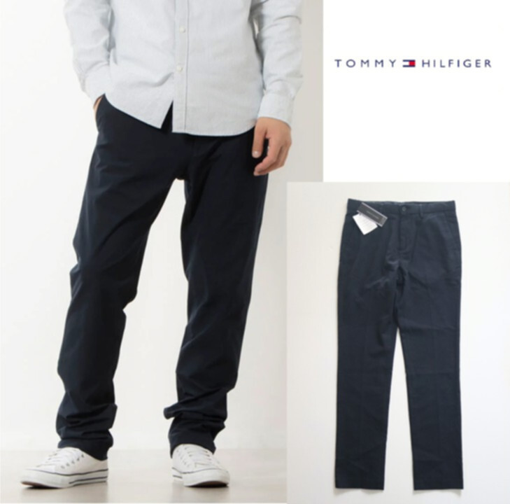 新品タグ付き【トミーヒルフィガー】秋冬モデル DENTON ストレッチ パンツ 紺 M(w78) v7596拍卖