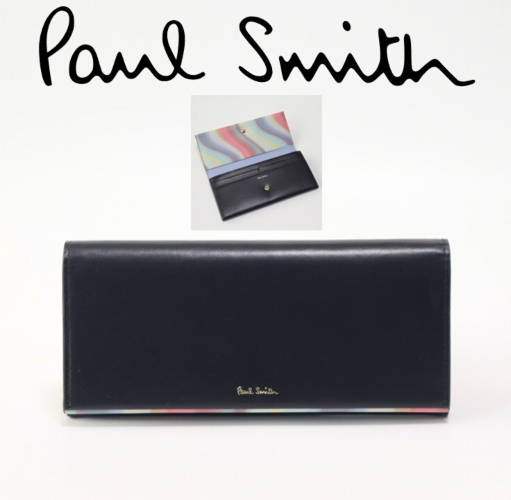 33,000円新品タグ付き【ポールスミス】柔らかな色彩 長財布 ロングウォレット 黒 v7510 プレゼントにも最適拍卖