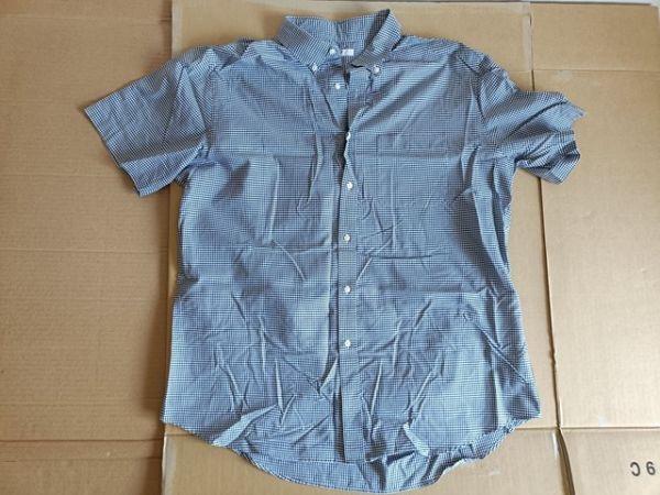 古着 大きいサイズ 3XL [ユニクロ ドライイージーケアチェックシャツ(ボタンダウン・半袖)紺 406597 69NAVY 旧版拍卖