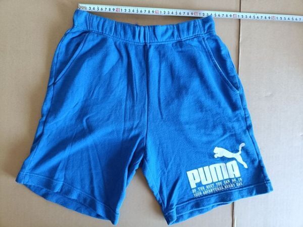 古着 大きめサイズ O [PUMA プーマ ヒットユニオン スウェットハーフパンツ 青 綿100% 日本製拍卖