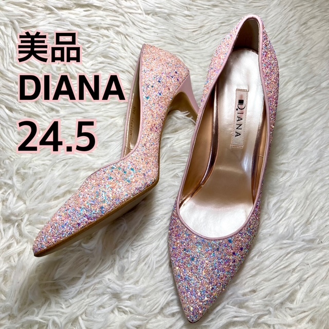 ★即決★送料無料★匿名発送★美品★ DIANA ダイアナ グリッター パンプス ポインテッドトゥ 24.5㎝拍卖