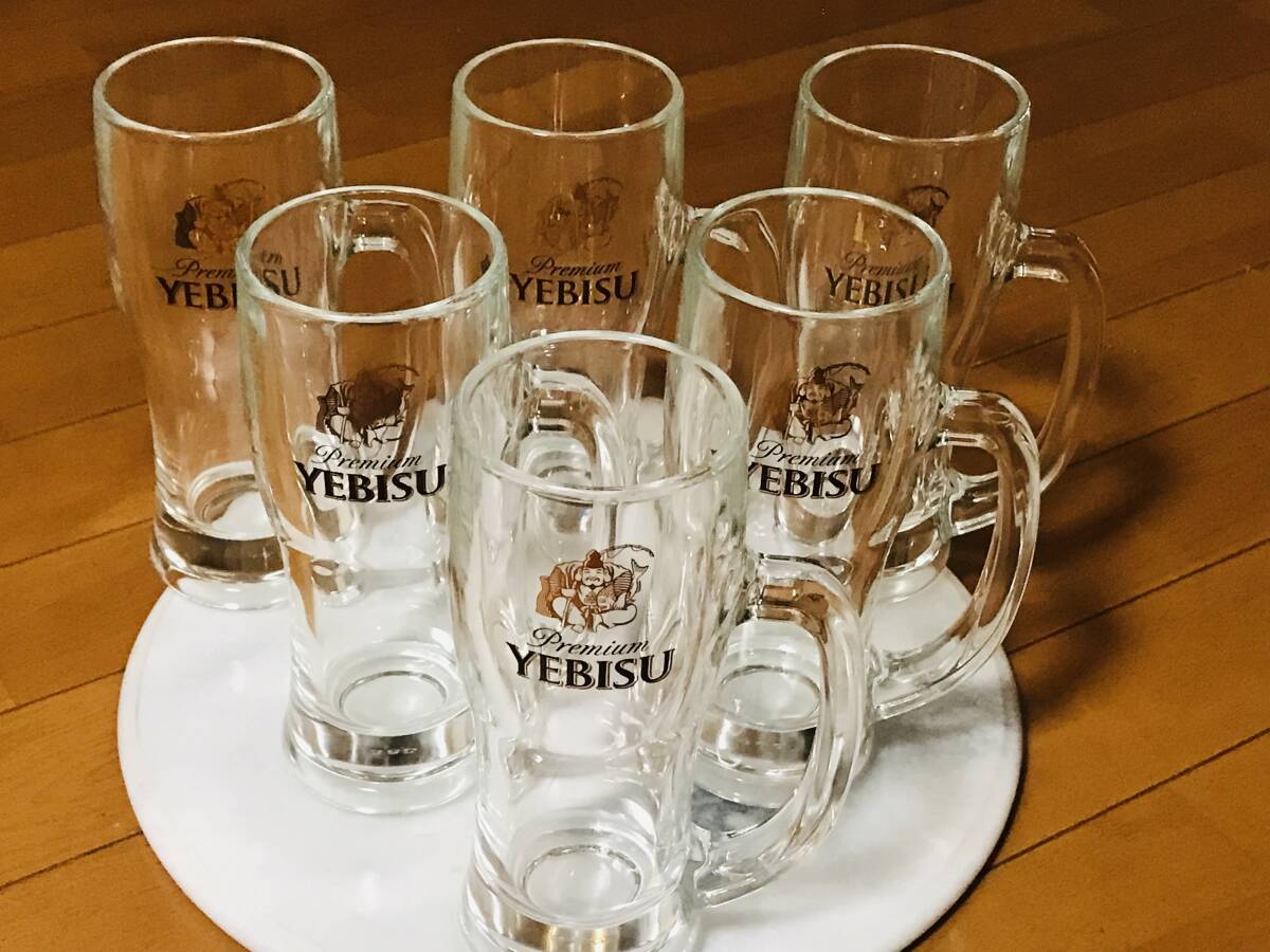★新品未使用★premium YEBISU エビススタンダード400mlジョッキ 6個組★即決★拍卖