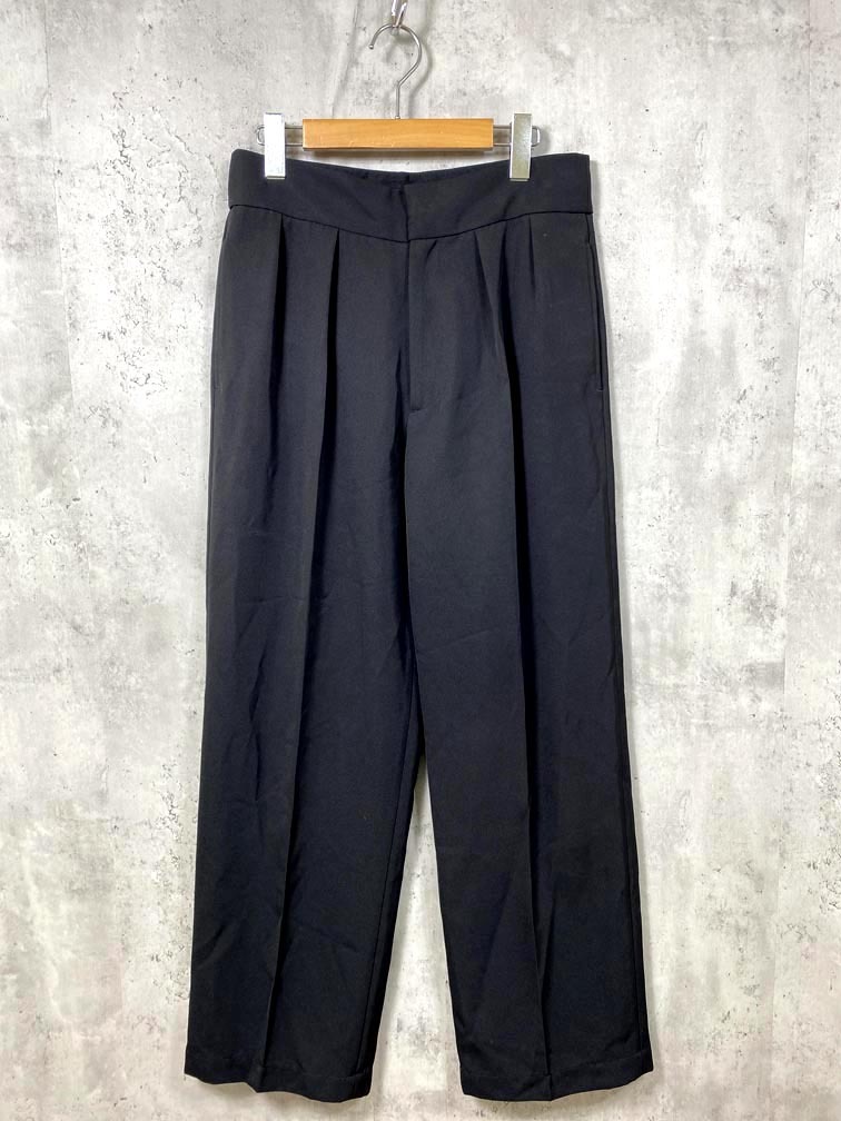 ゆうパケットOK M_ エムアンダーバー 010EA330-5570 TWO TUCK パンツ size2/黒 ■■拍卖