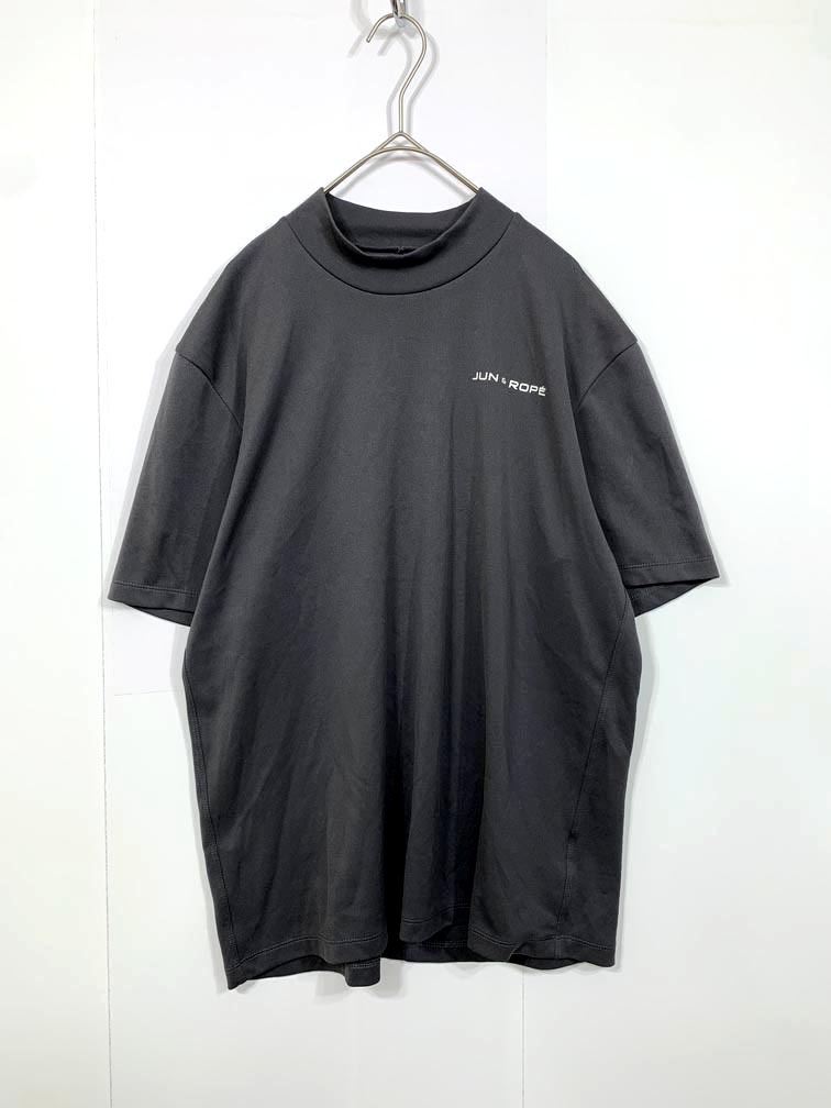 ゆうパケットOK Jun & Rop ジュンアンドロペ EJM10250 ゴルフ COOLMAX鹿の子モックネック半袖 プルオーバー sizeM/チャコール ■◆拍卖