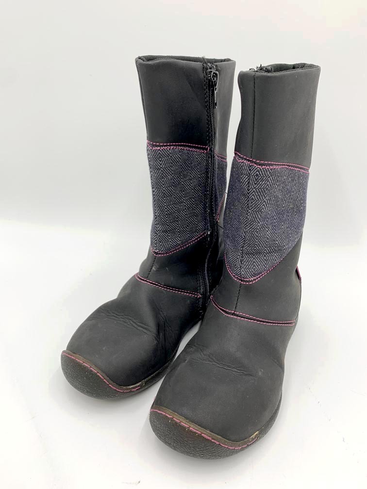 KEEN キーン キッズ 長靴 ステッチ 防水 サイドジップ ロング ブーツ 21cm 黒 ◆■拍卖