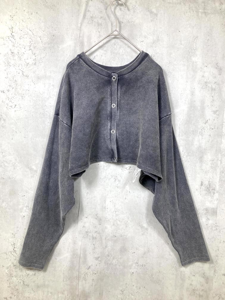 ゆうパケットOK WHO’S WHO gallery フーズフーギャラリ リングドットコンパクト カーディガン sizeF/ライトグレー ■■拍卖