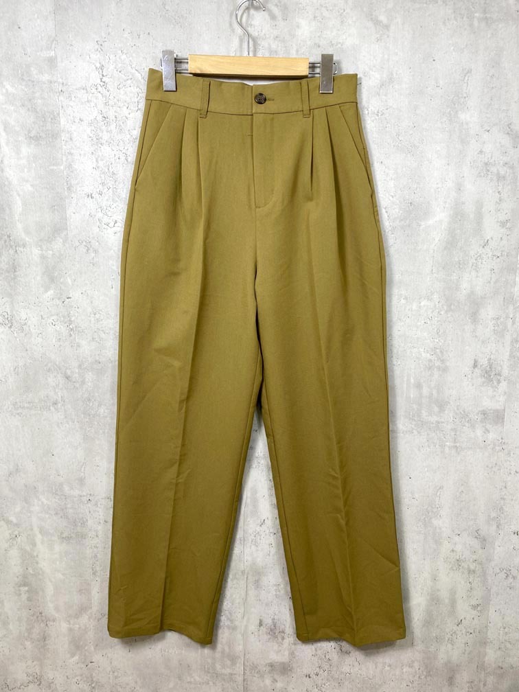 ゆうパケットOK SELECT MOCA セレクトモカ 定価4950円 ハイウエストセンタープレススラックス パンツ sizeM/茶 ■■拍卖