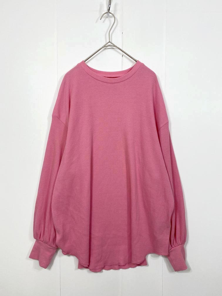 ゆうパケットOK Ungrid アングリッド 112212736601-05 スリーブボリュームワッフルロングスリーブ Tシャツ sizeF/ピンク ■■拍卖