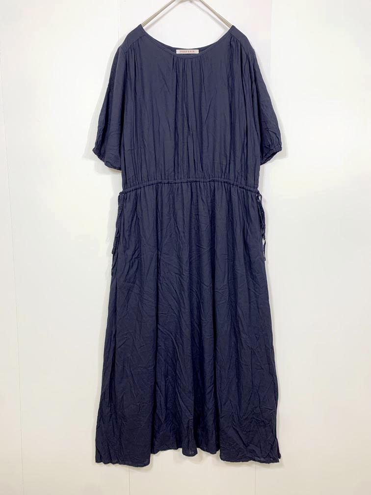 ゆうパケットOK PREFERIR プレフェリール 半袖 シャツ ワンピース sizeS/紺 ■◆拍卖
