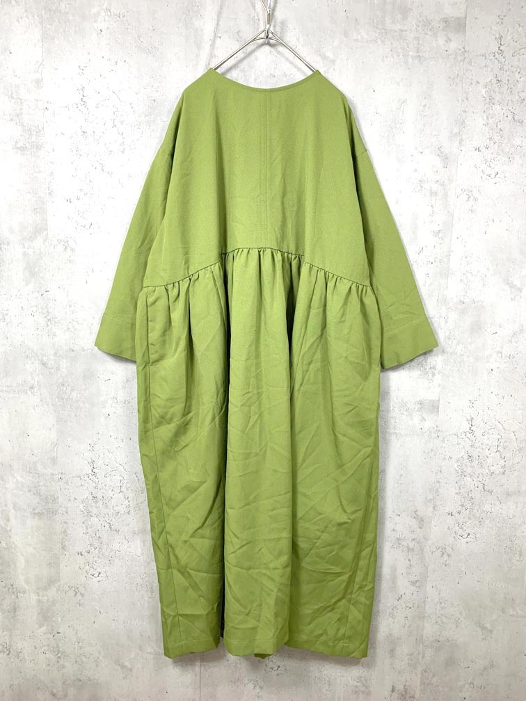 ゆうパケットOK MOUSSY マウジー 010DSB30-0760 WAIST SWITCH GATHER ドレス ワンピース size1/黄緑 ■■拍卖