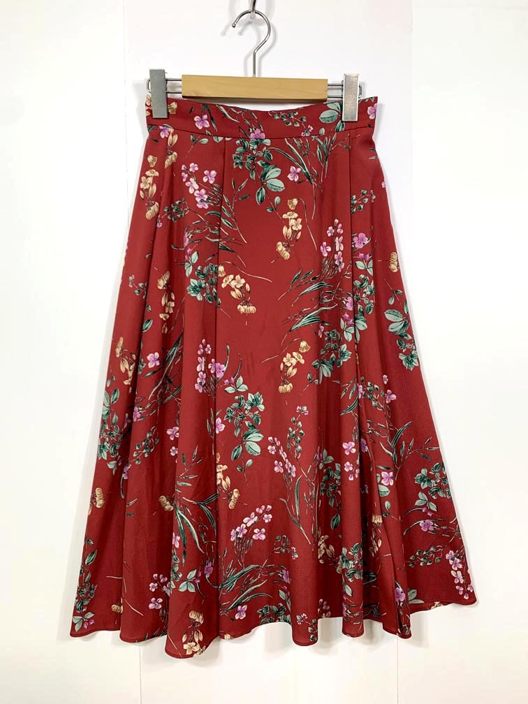 ゆうパケットOK Jewel Changes ジュエルチェンジズ ユナイテッドアローズ 定価13200円 フラワープリント スカート size36/赤 ■■拍卖