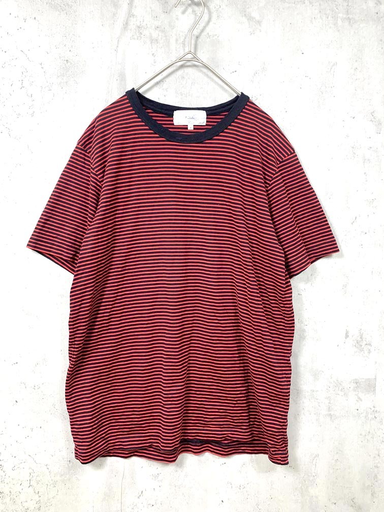 ゆうパケットOK UNFOLLOW FOLL / フォル 定価8800円 クラシックボーダー Tシャツ size2 ジャストフィット/赤 ■◆拍卖