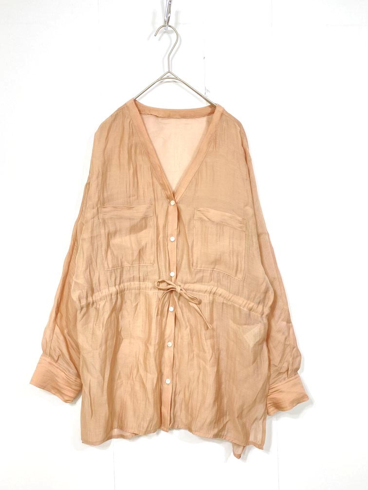 ゆうパケットOK SHENERY シーナリー SNZ1041304A0002 定価16500円 シアーペプラム ブラウス シャツ sizeF/ピンク ■■◎拍卖