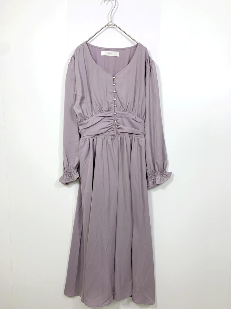 ゆうパケットOK tocco closet トッコクローゼット 長袖 ウエストギャザー ワンピース sizeM/紫 ■■拍卖