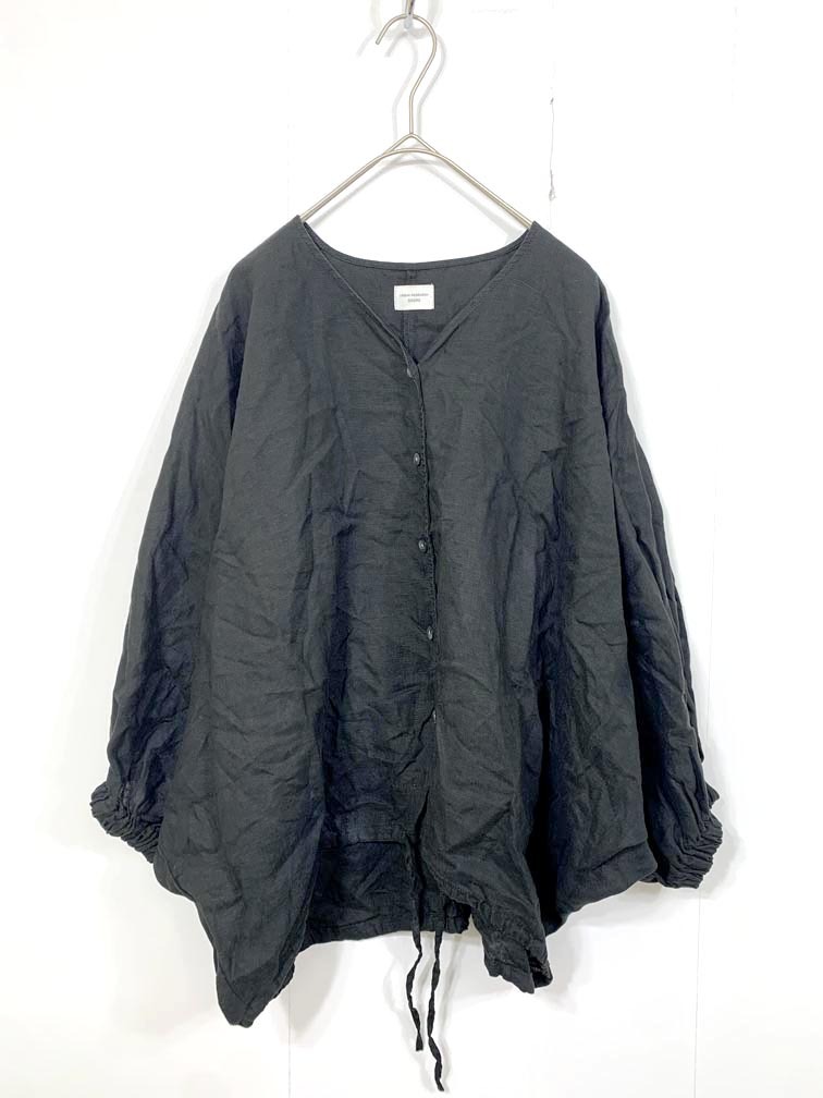 ゆうパケットOK URBAN RESEARCH DOORS アーバンリサーチドアーズ 定価10450円 リネンドロストドルマン ブラウス シャツ sizeM/黒 ■■◎拍卖