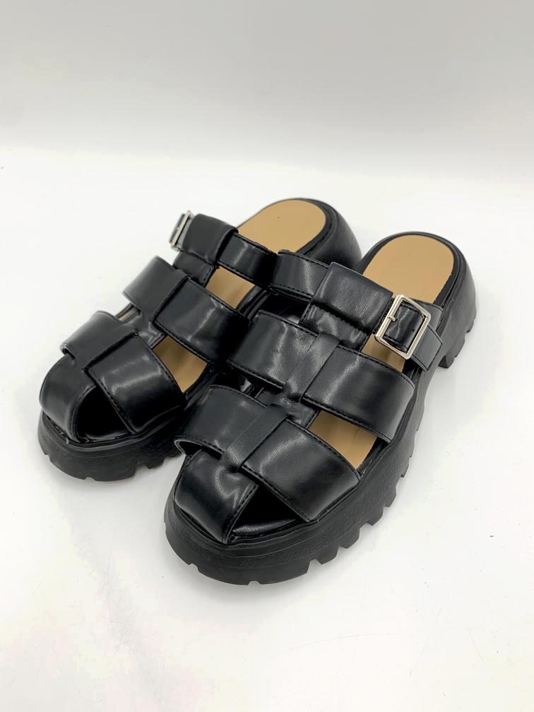 BEAMS HEART ビームスハート ボリュームソール グルカ サンダル sizeS/黒 ■◆拍卖