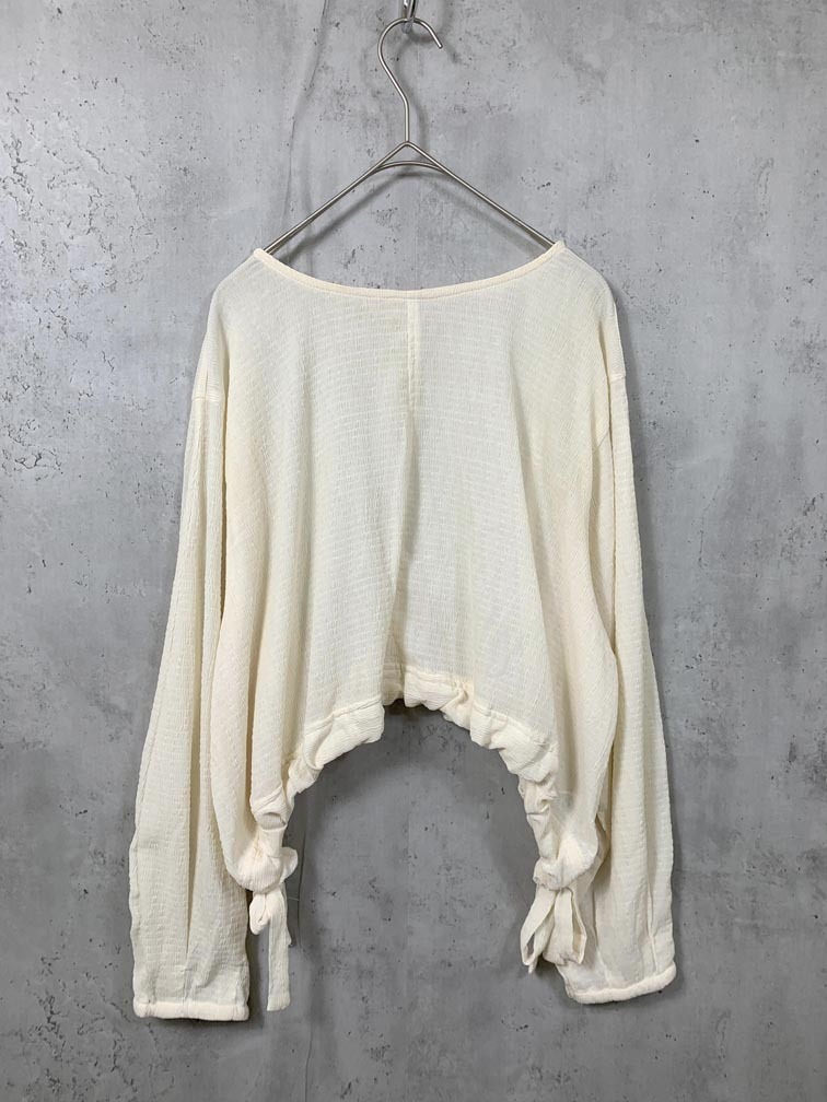 ゆうパケットOK mystic ミスティック MYZ1032104A0005 定価7150円 楊柳ドロストショート シャツ sizeF/ベージュ ■■拍卖