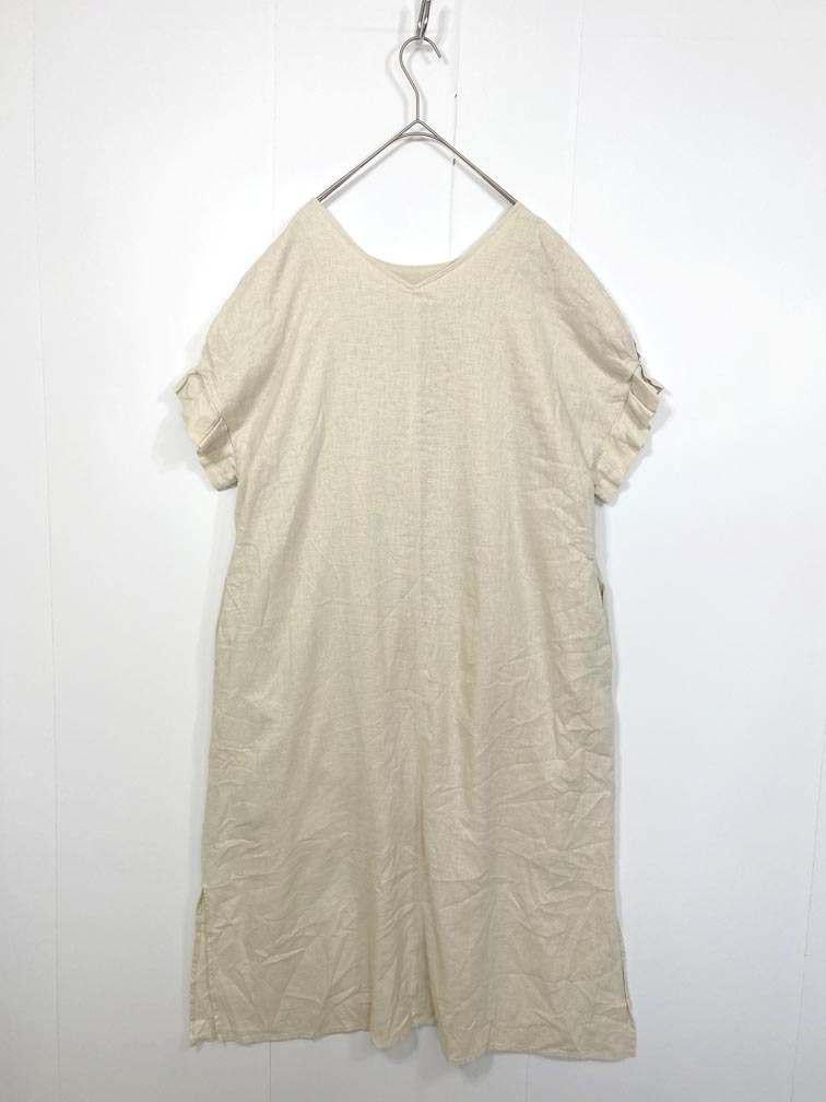 ゆうパケットOK ITEMS URBANRESEARCH アイテムズ アーバンリサーチ 定価5990円 オリガミタックリネン ワンピース sizeF/ナチュラル ■◆拍卖