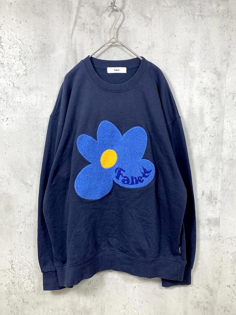 ゆうパケットOK FALLETT ファレット AL661086FA ブークレーフラワー スウェット シャツ sizeL/紺 ■■拍卖