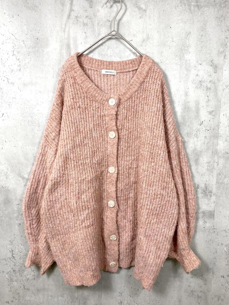 VANNIE U ヴァニーユー VNFLE0822001 ミックスオーバーニット カーディガン sizeF/ピンク ◆■拍卖