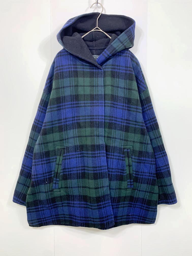 SHIPS シップス SUPER140 リバー フード ミディ コート size36/紺 ◆■拍卖