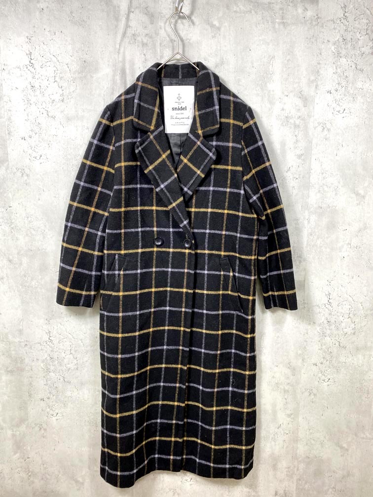 snidel スナイデル SWFC145054 チェック ロング コート size0/黒 ◆■拍卖