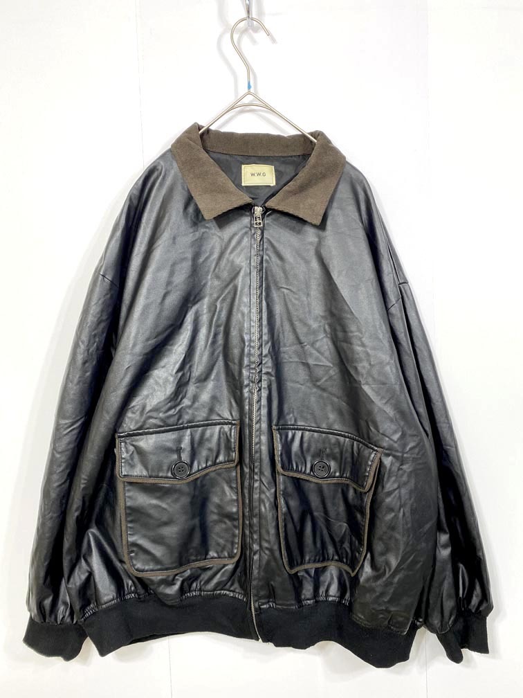 WHO’S WHO gallery フーズフーギャラリー WWZ1001107A0001 フェイクレザー ジャケット sizeF/黒 ◆■拍卖