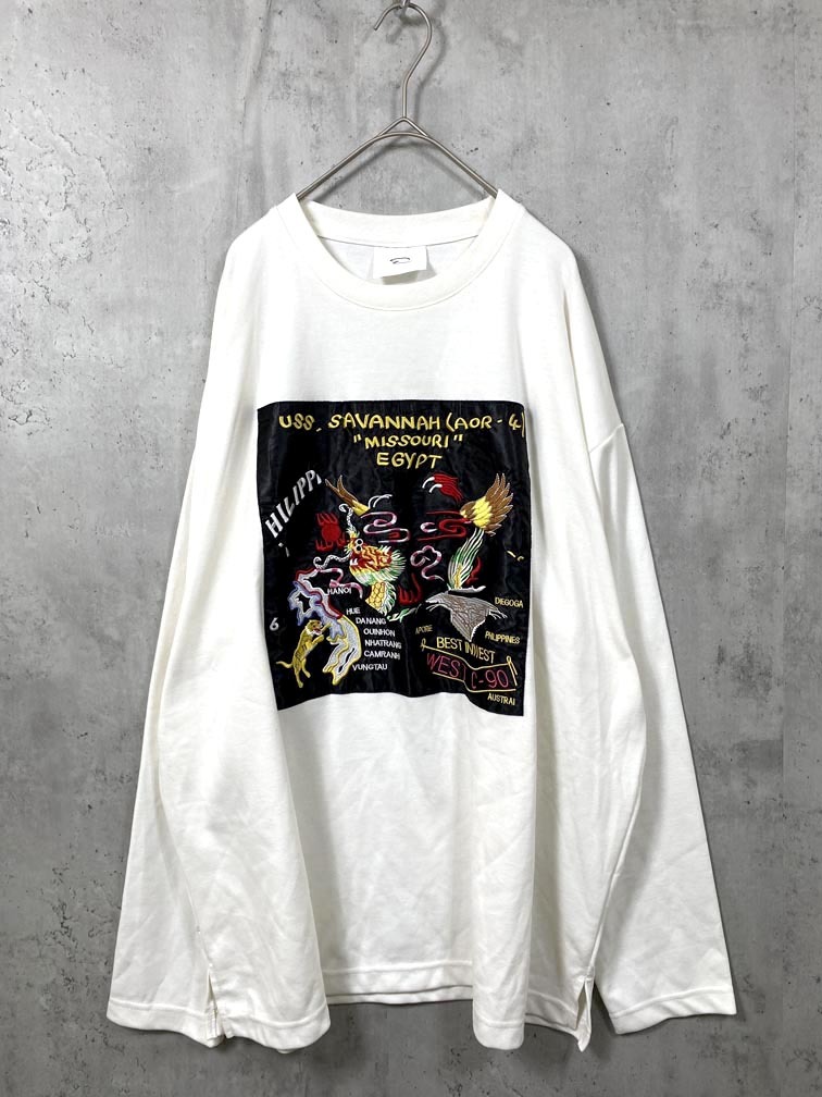 ゆうパケットOK ENDER PRODUCTS エンダープロダクツ 定価6600円 スーベニア刺繍 ビッグシルエットポンチL/S カットソー sizeL/白 ■■拍卖