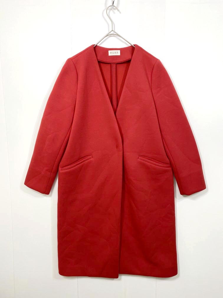 PLST プラステ 12-8309010 スポンジリバーカラーレス コート sizeL/赤 ■■拍卖