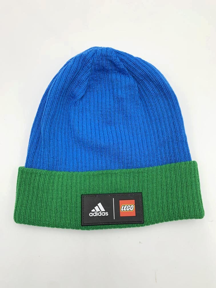 ゆうパケットOK 美品 adidas × LEGO アディダス レゴ ロゴ ワッペン ブロック リブ ニット帽 水色×緑 ■■拍卖