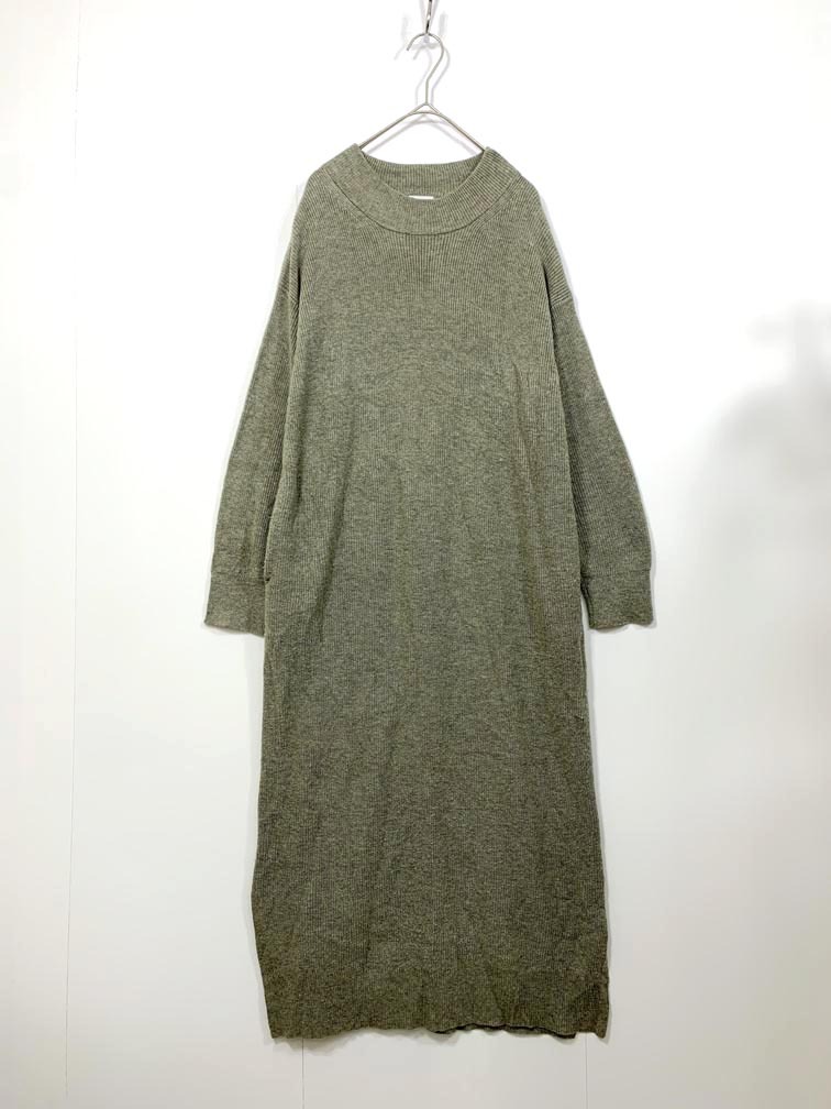 URBAN RESEARCH DOORS アーバンリサーチドアーズ DR07-26M703 畦モックネック ニット ワンピース sizeone/グレー ◇■拍卖