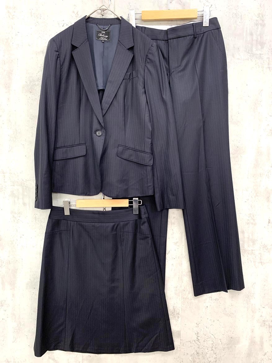 23区 BAHARIYE ニジュウサンク 薄手 オンワード樫山 スカート セットアップ ジャケット パンツ スーツ size40/濃紺 ■■◎拍卖
