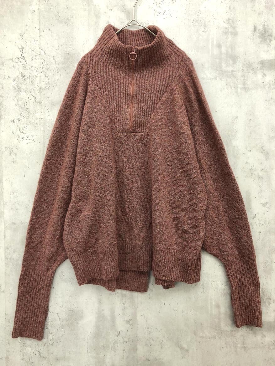 ゆうパケットOK EKAL エカル FE37-22I036 サムホール ハーフジップホリデー ニット セーター sizeONE/レンガ ◆■ ☆ fib0 レディース拍卖