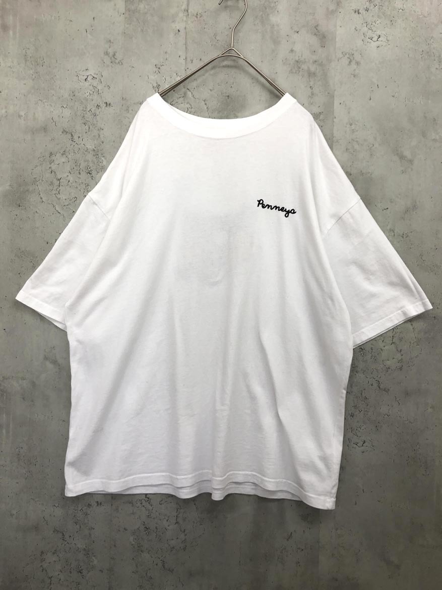 ゆうパケットOK PENNEY’S×FREAK’S STORE ペニーズ×フリークスストア 別注 TIGER バック刺繍 クルーネック ロゴ Tシャツ sizeL/白 ■■拍卖
