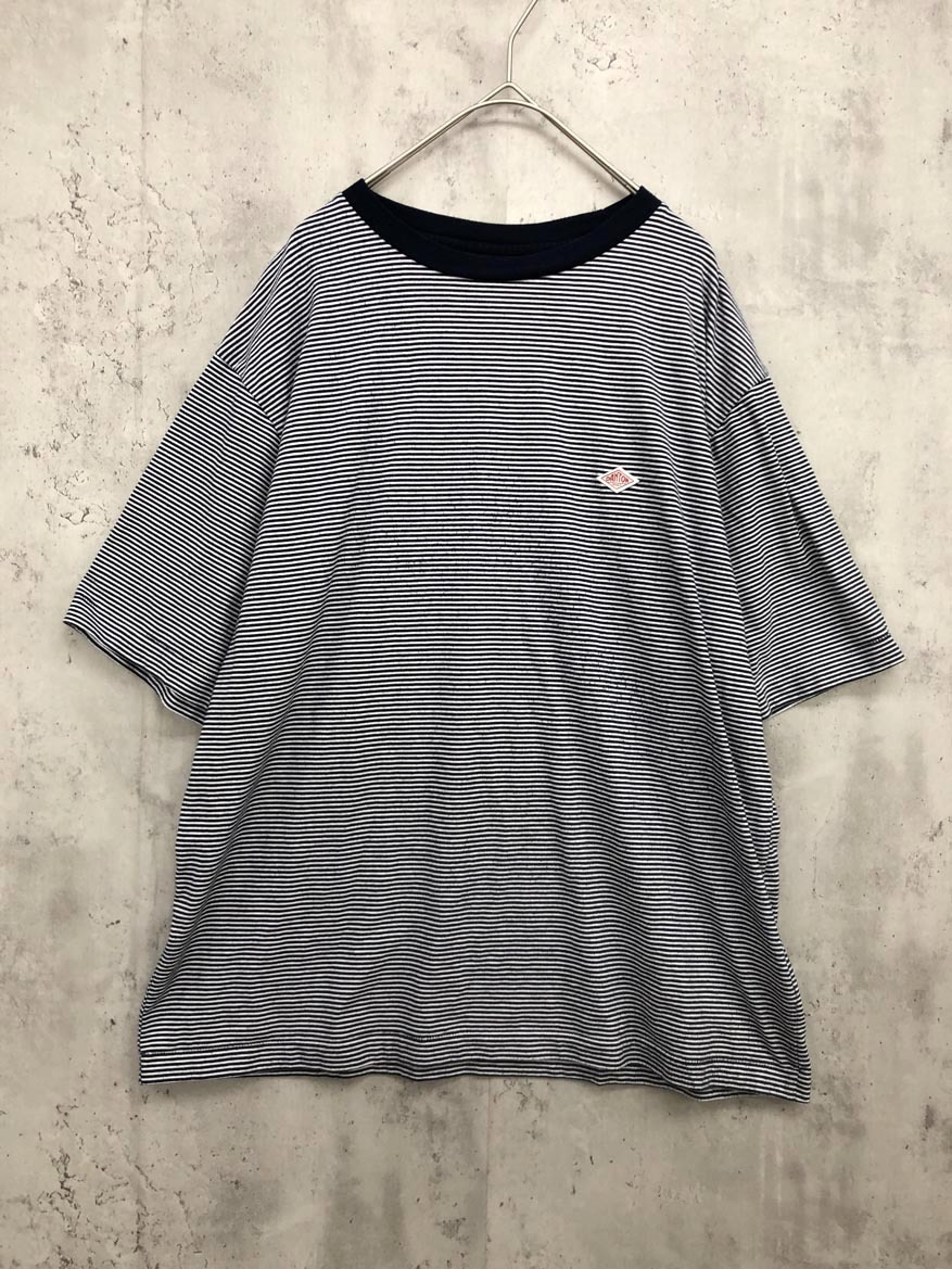 ゆうパケットOK DANTON ダントン ボーダー ラウンドネック コットン Tシャツ ネイビー ■◆ ☆ fib9 メンズ拍卖