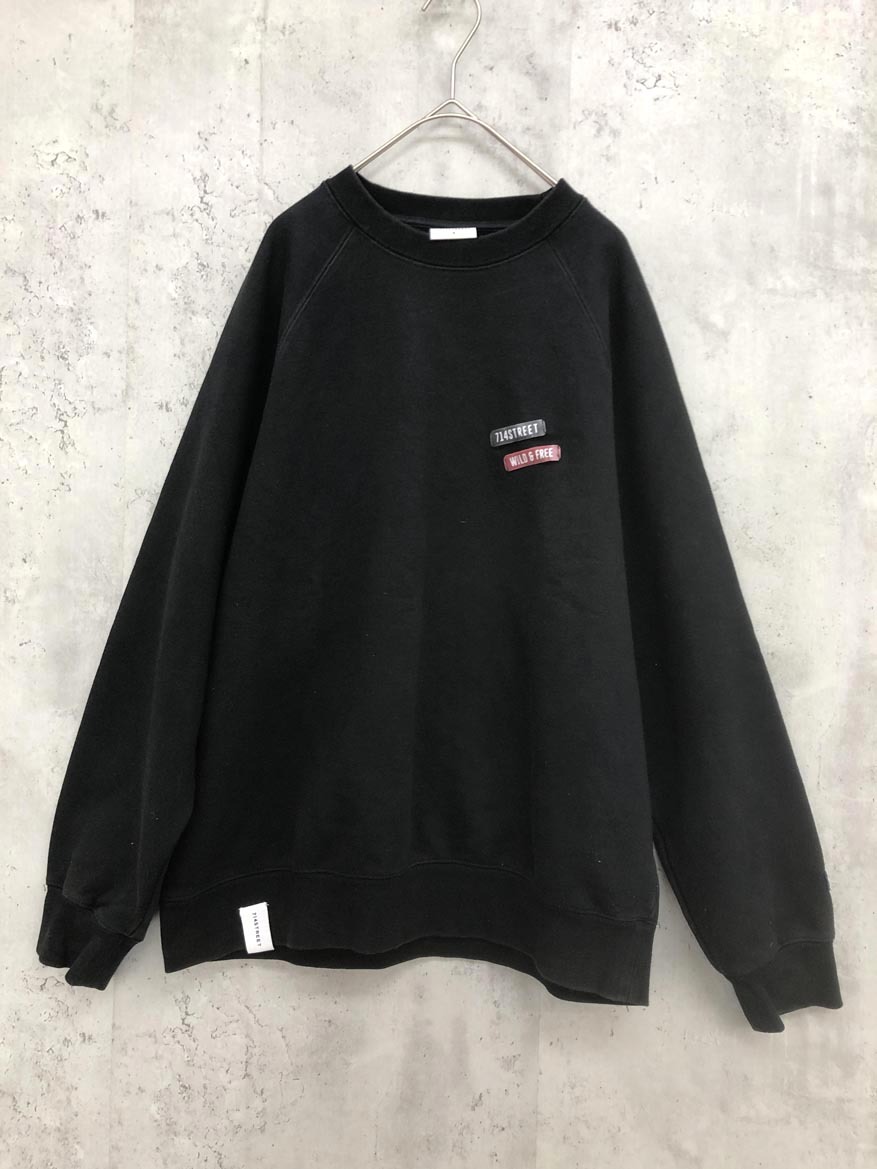 714STREET 714ストリート 裏起毛 ヘビーウェイト ロゴ スウェット sizeS/黒 ◇■ ☆ fic4 メンズ拍卖