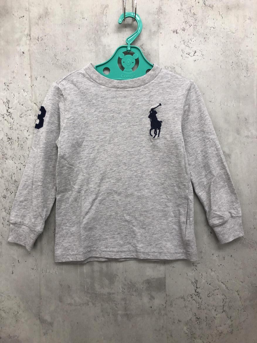 ゆうパケットOK 美品 POLO RALPH LAUREN ポロ ラルフローレン ビッグポニー 長袖 Tシャツ size3/3T(100/56)/グレー ■■ ☆ fic4 子供服拍卖